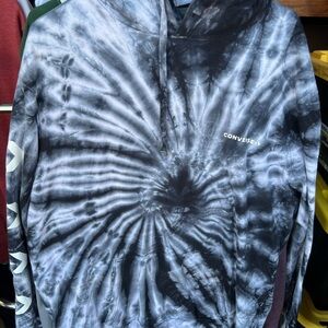 Converse Black and White Spiral Tie-Dye hoodie Sweater